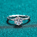 Solitaire Moissanite Engagement Ring in 925 Sterling Silver