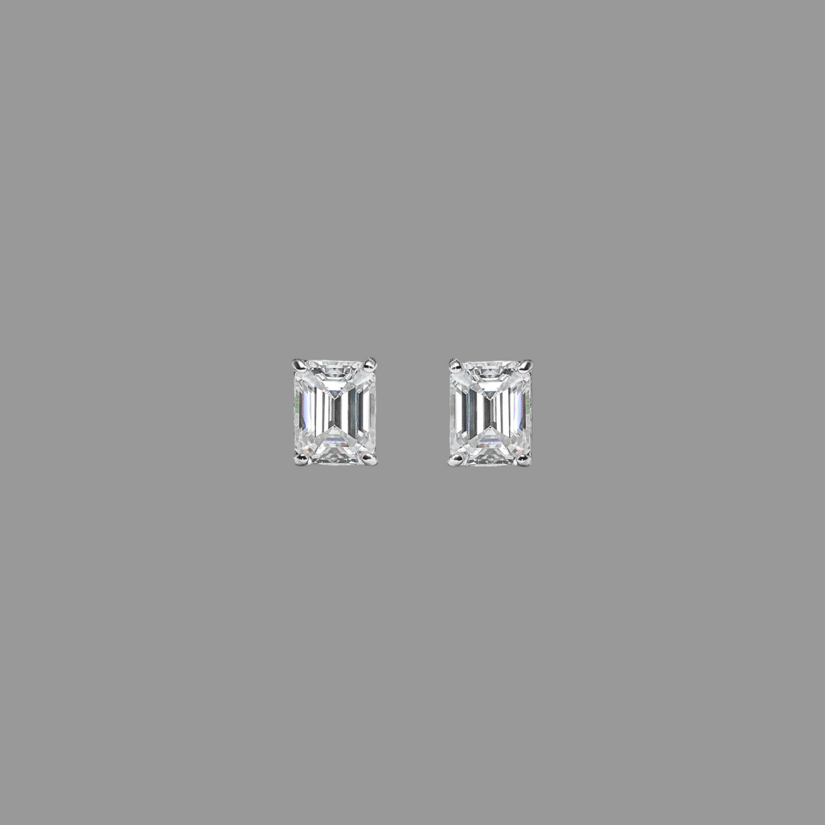 Emerald Cut Moissanite Stud Earrings in 925 Sterling Silver