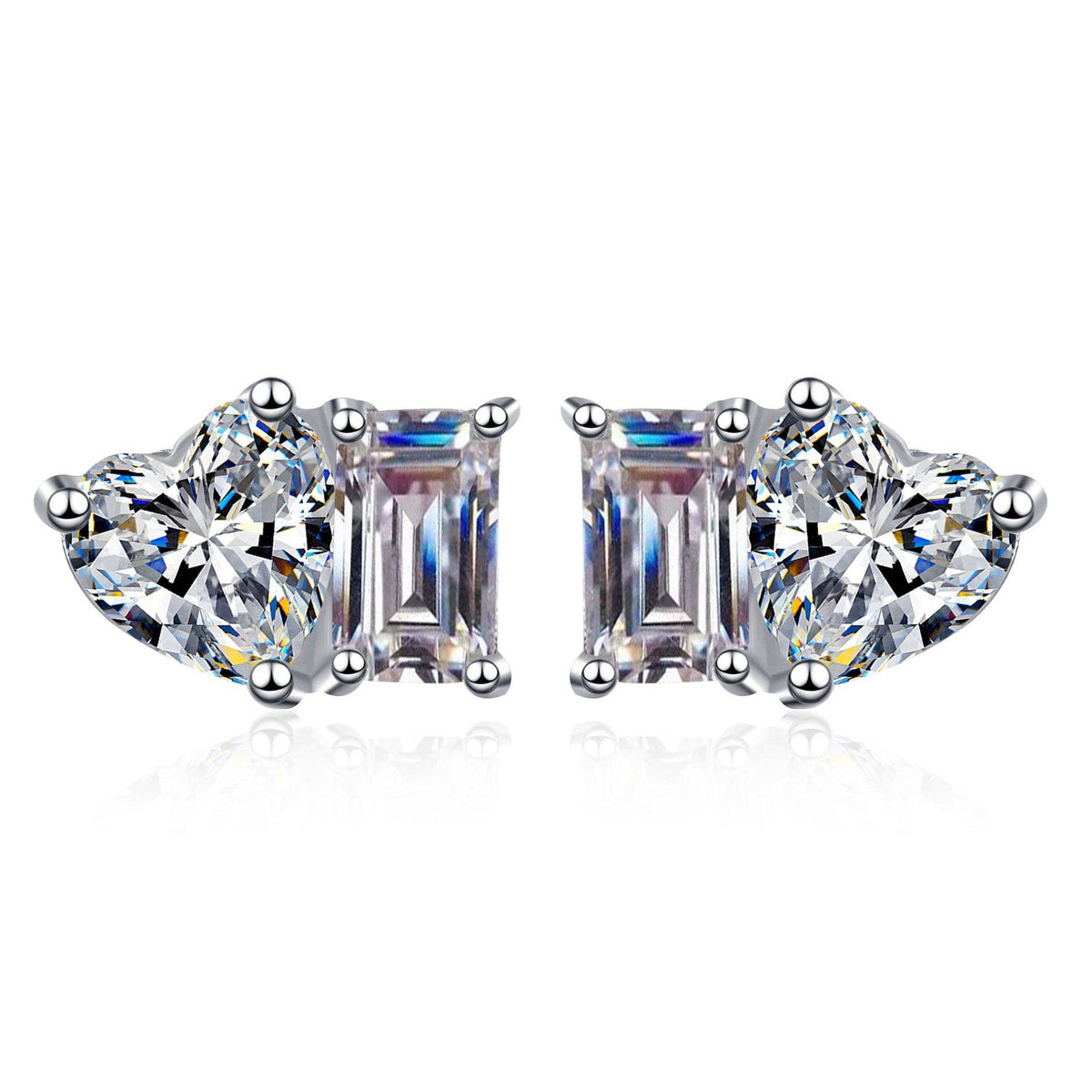 Moissanite Heart Wedding Earrings in 925 Sterling Silver