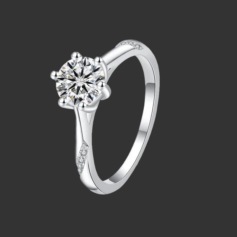 Color Moissanite Engagement Band Ring in 925 Sterling Silver