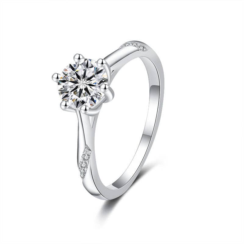 Color Moissanite Engagement Band Ring in 925 Sterling Silver
