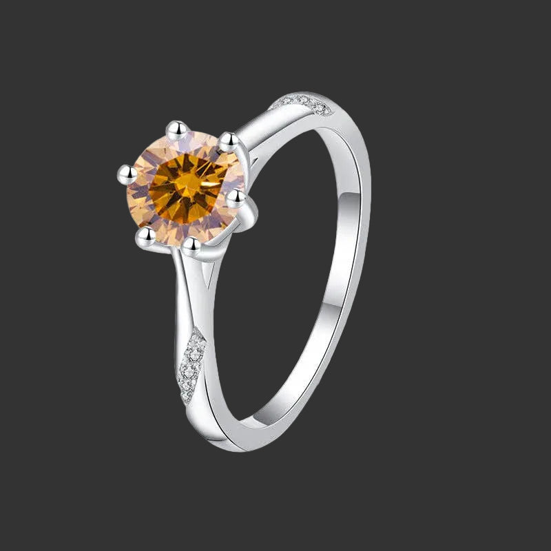 Color Moissanite Engagement Band Ring in 925 Sterling Silver