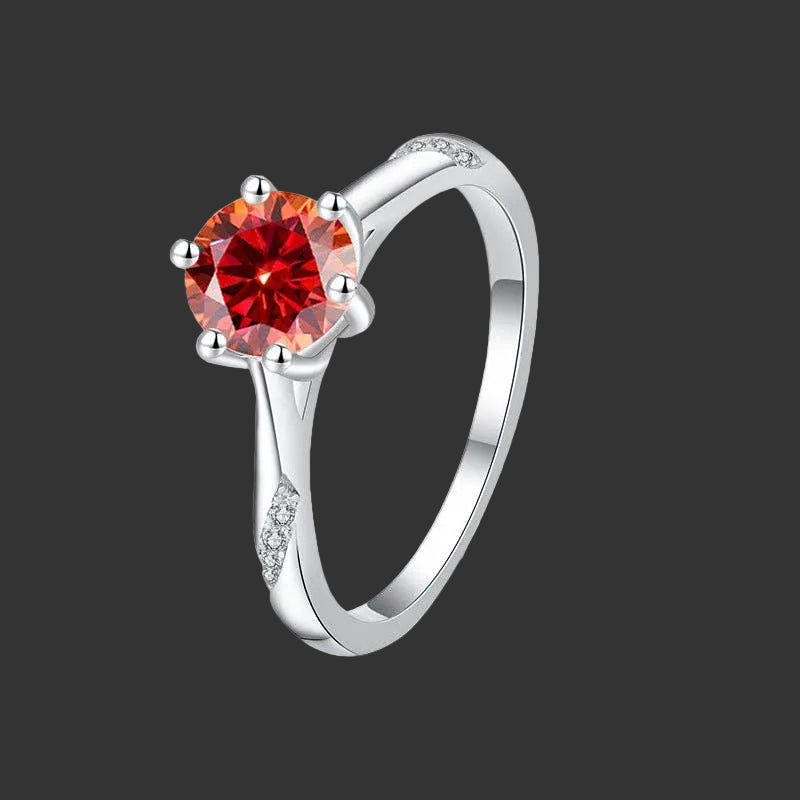 Color Moissanite Engagement Band Ring in 925 Sterling Silver