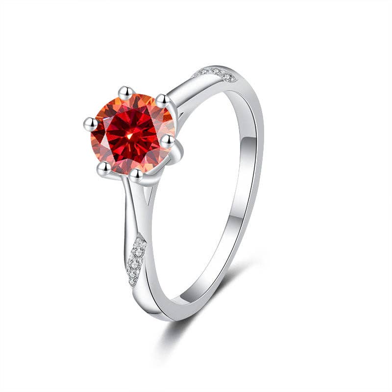 Color Moissanite Engagement Band Ring in 925 Sterling Silver