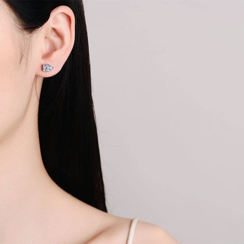 Moissanite Heart Wedding Earrings in 925 Sterling Silver