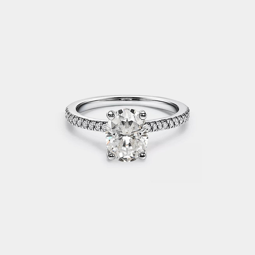 Ova Moissanite Pave Engagement Ring in 925 Sterling Silver