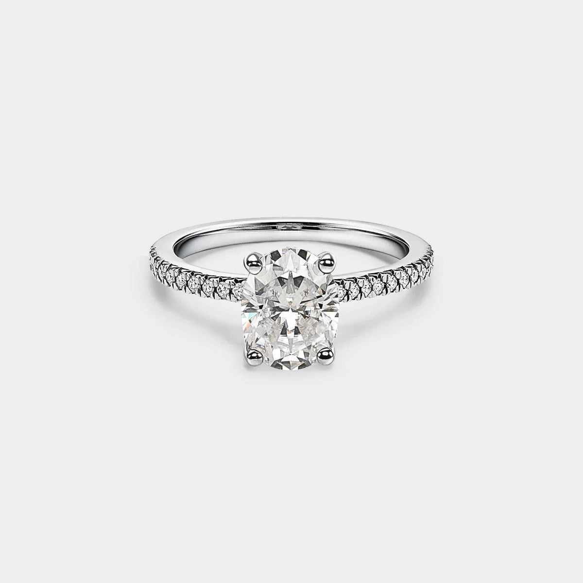 Ova Moissanite Pave Engagement Ring in 925 Sterling Silver