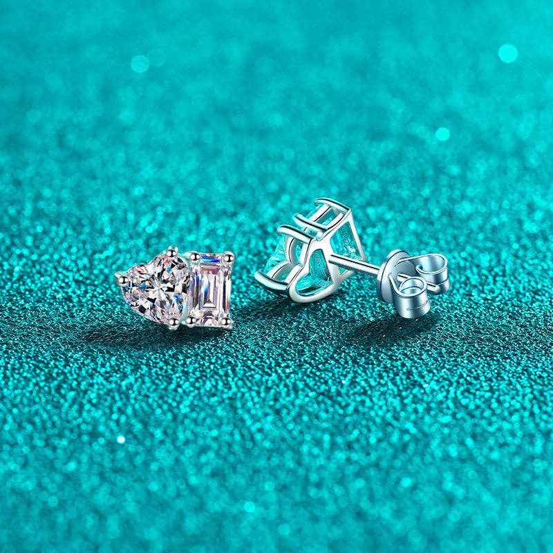 Moissanite Heart Wedding Earrings in 925 Sterling Silver