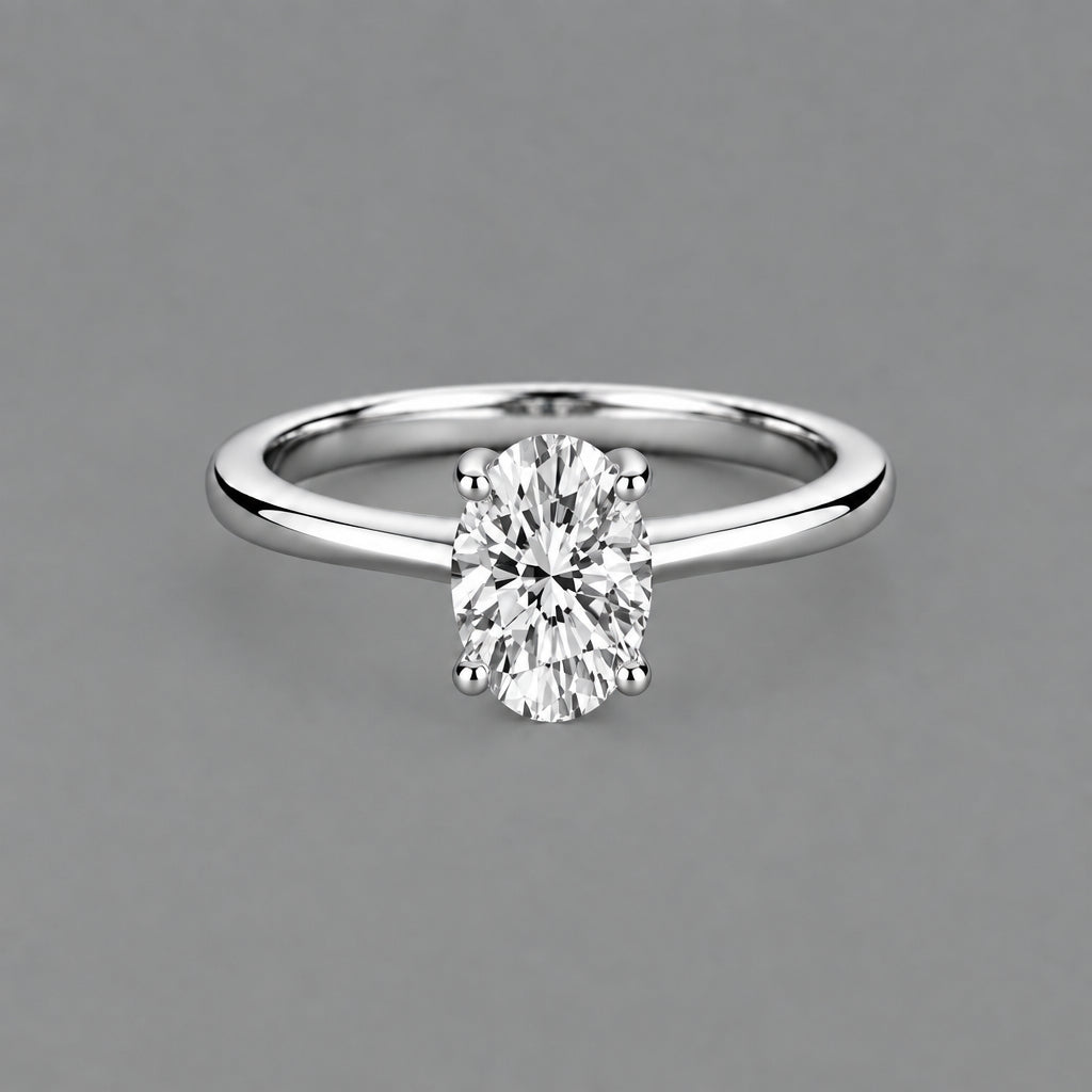 Oval-Cut Moissanite Engagement Ring in 925 Sterling Silver