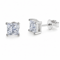 1.0ct Square Moissanite Stud Earrings in 925 Sterling Silver