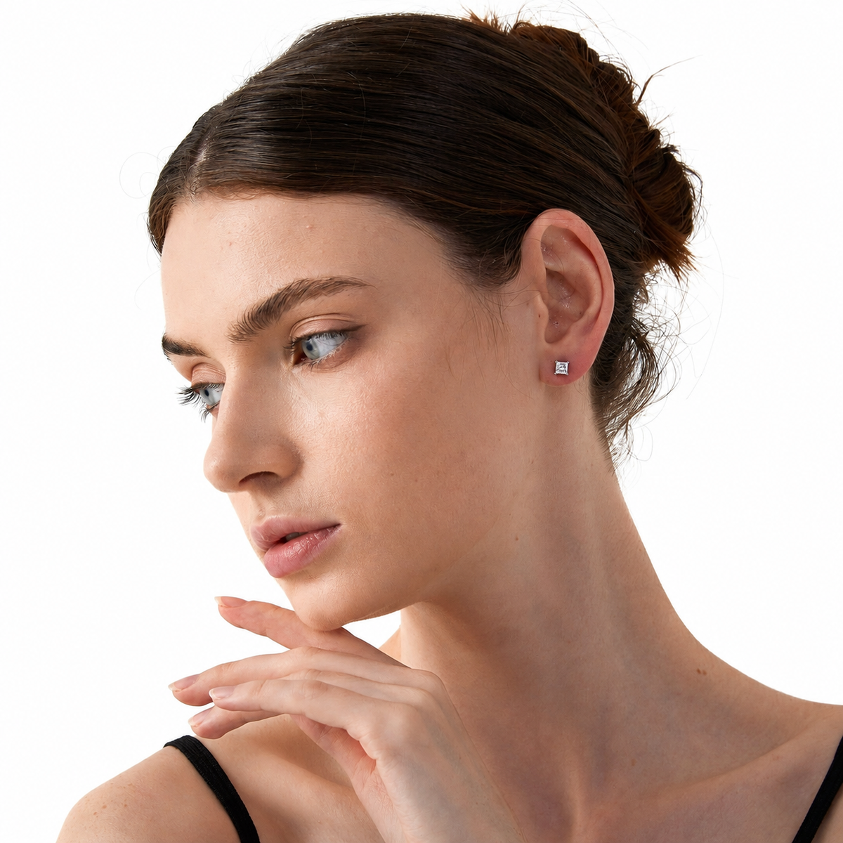 1.0ct Square Moissanite Stud Earrings in 925 Sterling Silver