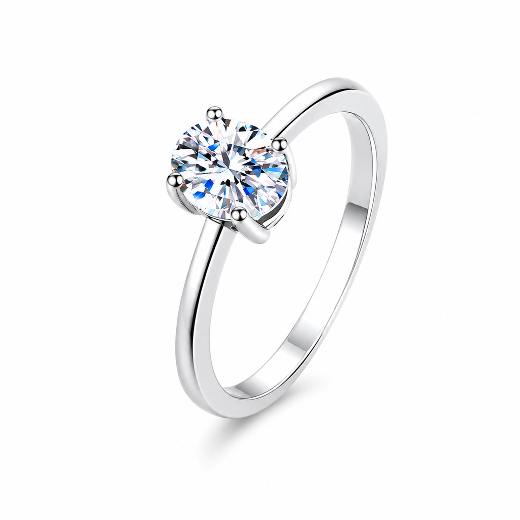 1.0ct Oval Moissanite Engagement Ring in 925 Sterling Silver