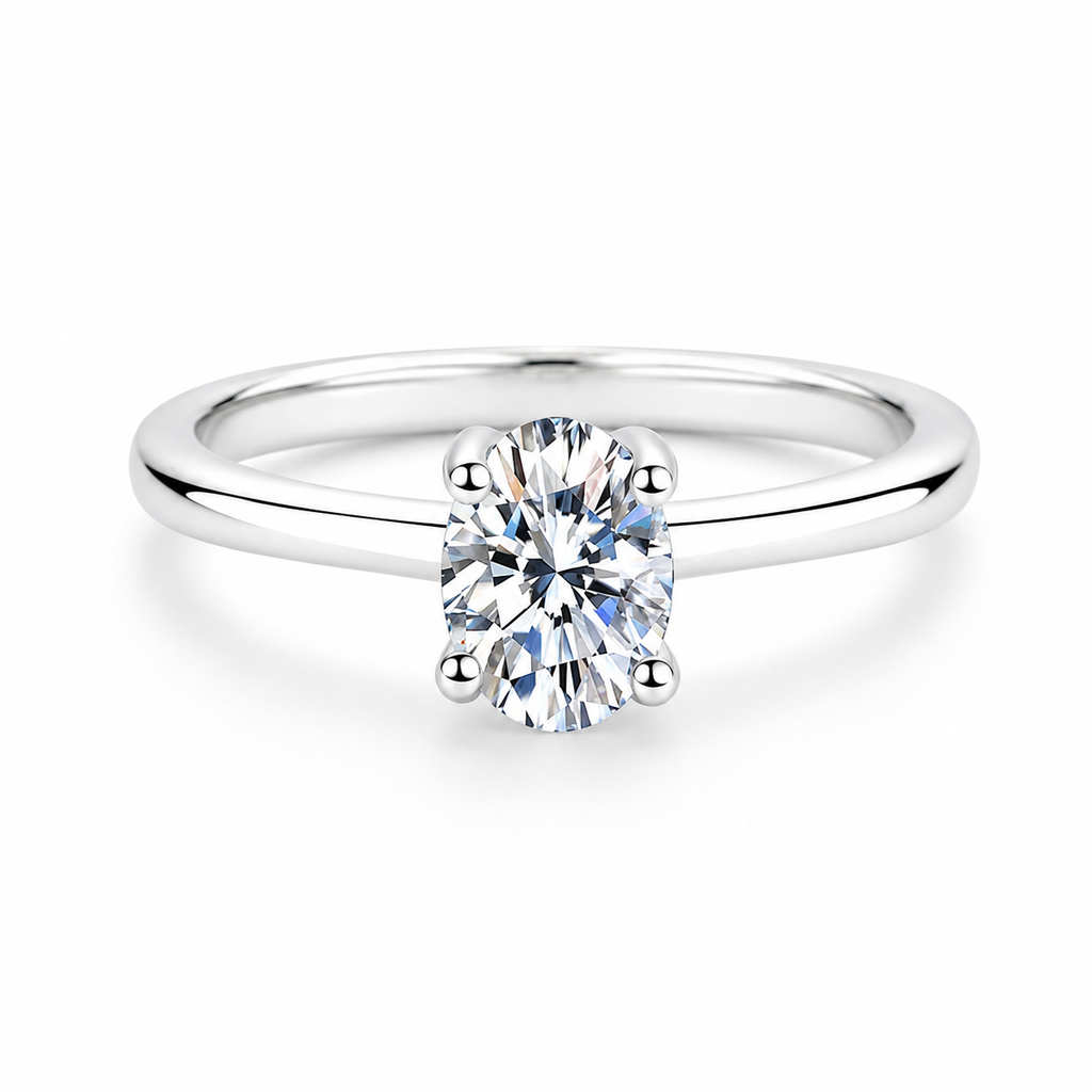 1.0ct Oval Moissanite Engagement Ring in 925 Sterling Silver