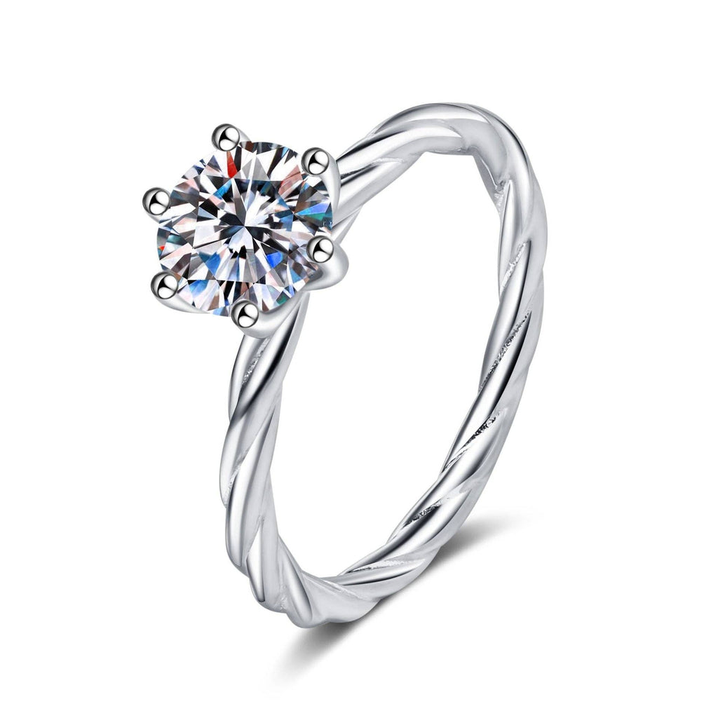 Solitaire Moissanite Engagement Ring in 925 Sterling Silver