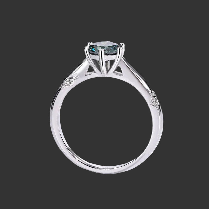 Color Moissanite Engagement Band Ring in 925 Sterling Silver