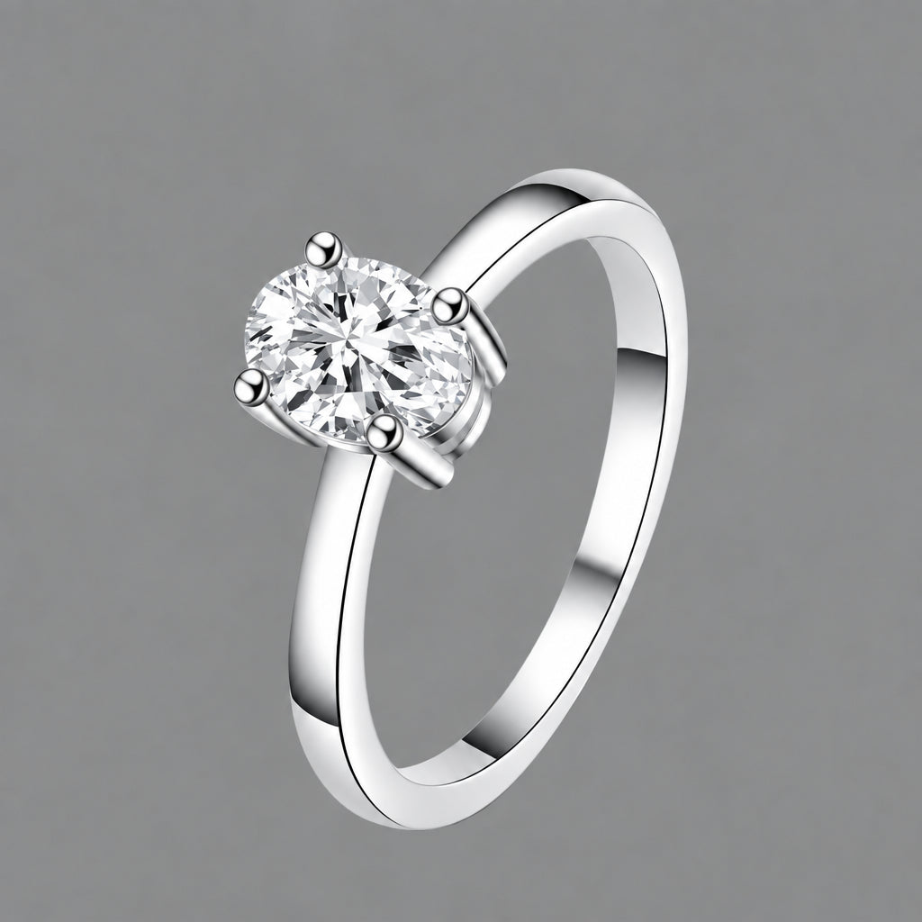 Oval-Cut Moissanite Engagement Ring in 925 Sterling Silver