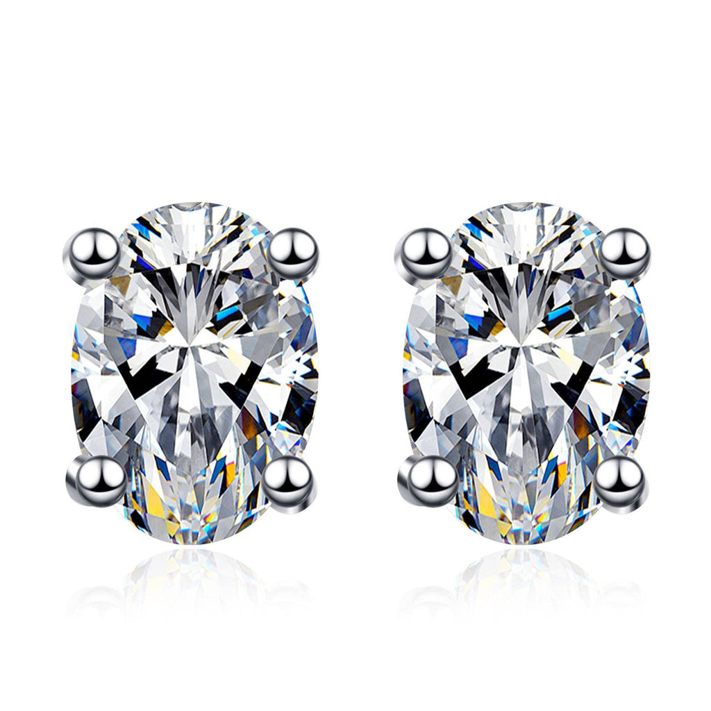 Oval-Cut Moissanite Stud Earrings in 925 Sterling Silver