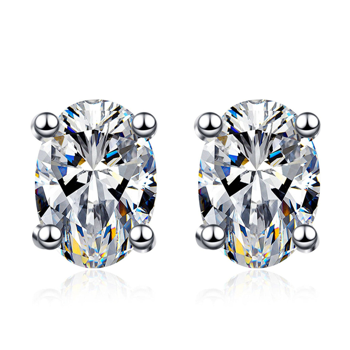 Oval-Cut Moissanite Stud Earrings in 925 Sterling Silver