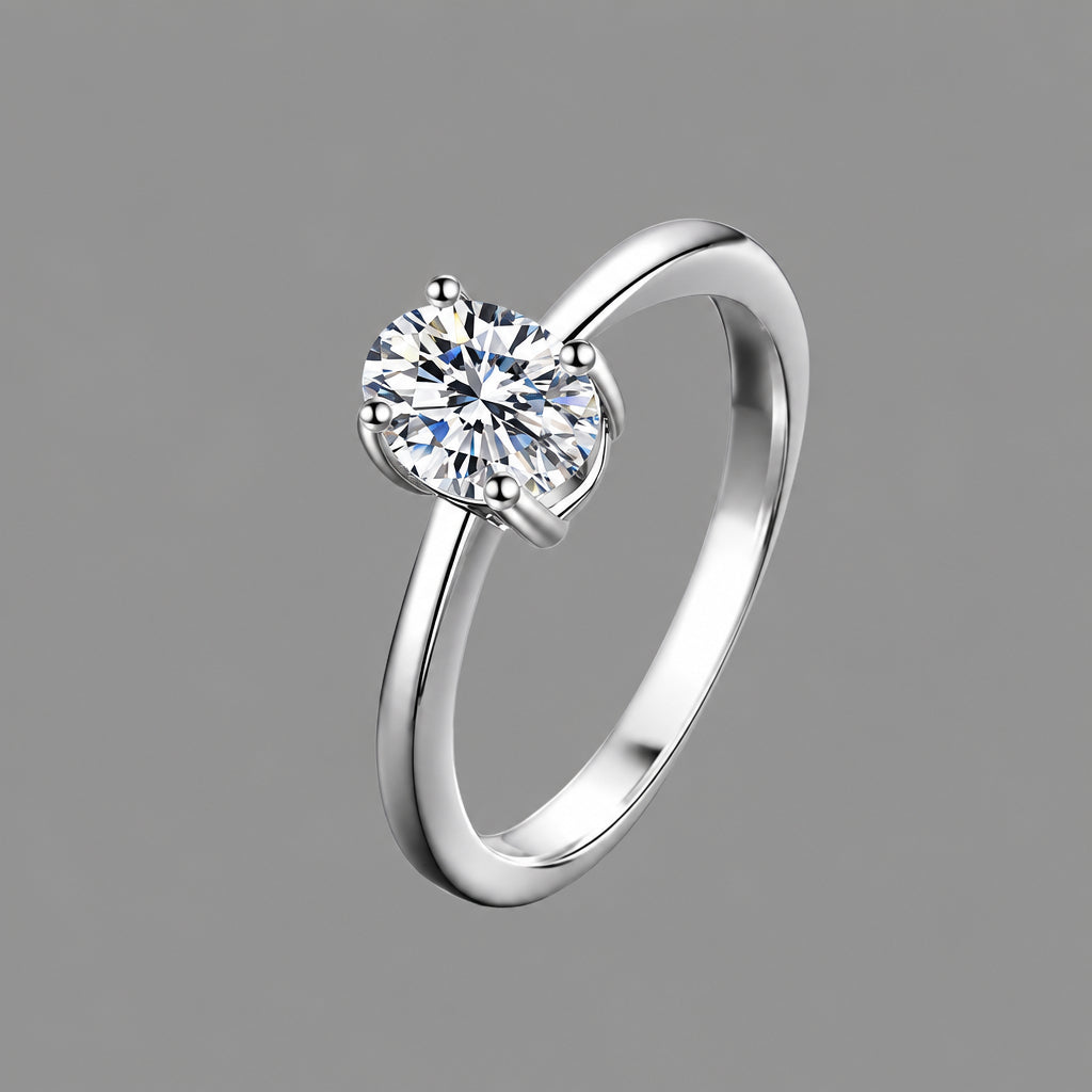 Oval-Cut Moissanite Engagement Ring in 925 Sterling Silver