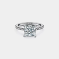 Princess Cut Moissanite Pave Ring in 925 Sterling Silver