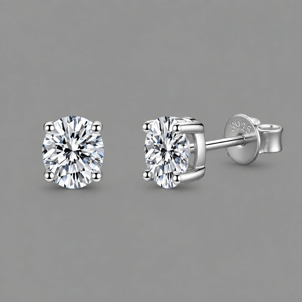 Oval-Cut Moissanite Stud Earrings in 925 Sterling Silver